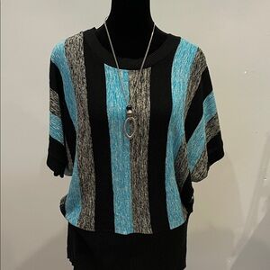 Striped Black and Blue Women's sweater Top